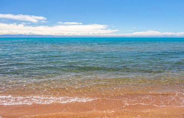 Beautiful landscape, Issyk-Kul lake, Bosteri, Kyrgyzstan