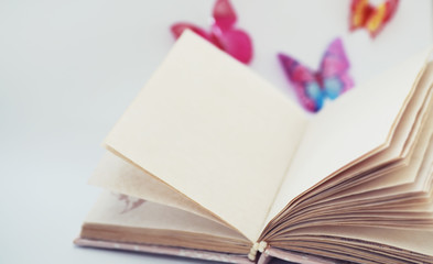 A diary for entries on a white table