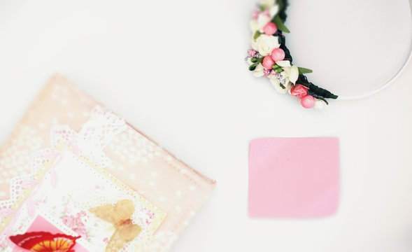 A diary for entries on a white table