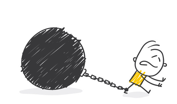 Strichfiguren / Strichm&auml;nnchen: Fessel, gefangen. (Nr. 335)	