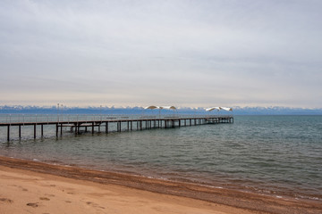 Obraz premium Beautiful landscape, Issyk-Kul lake, Bosteri, Kyrgyzstan
