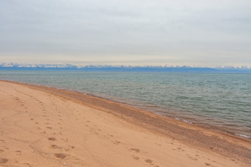 Beautiful landscape, Issyk-Kul lake, Bosteri, Kyrgyzstan