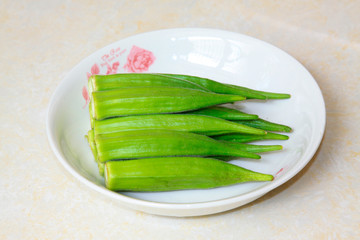 Okra in the dish