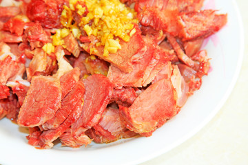 China traditional flavor dishes, garlic donkey meat