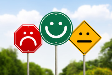 Road sign or traffic signs a feedback. Service rating, satisfaction concept