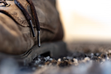 Closup worn boot laces