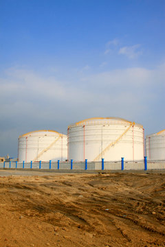 White oil tanks