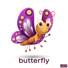 Cartoon character butterfly smiling.