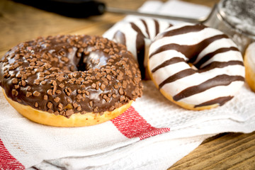 Chocolate donut, sweets for your pleasure (American donut)