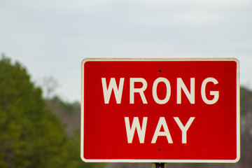 Red Wrong Way Sign