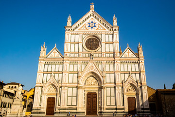 Fototapeta na wymiar View on the Basilica of Santa Croce in Florence, Tuscany - Italy