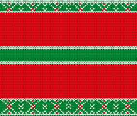 Vector Knitted background. Celebration of Merry Christmas and New Year. For Holiday Greeting cards, banners, tags and labels.