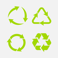 recycling symbol of ecologically pure funds, set of arrows