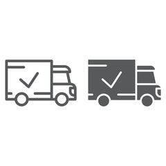 Delivery line and glyph icon, shipping and service, truck sign, vector graphics, a linear pattern on a white background.