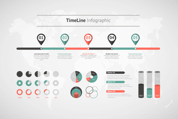 Timeline vector infographic. World map