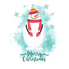  Christmas card with dressed snowman