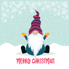 Christmas card with funny gnome
