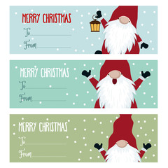 Cute flat design Christmas labels collection with gnomes