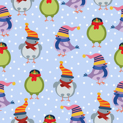 Christmas seamless pattern with birds
