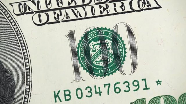 US 100 dollar bill 2006 rotating, money close up. 4K ultra video clip