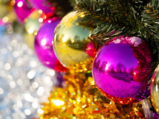 New year holiday sphere decorations background