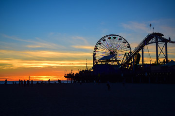 The iconic Santa Monica Pier at sunset