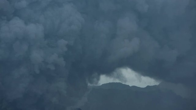 Indonesian Mount Bromo eruption smoke and ash from the crater Java Indonesia