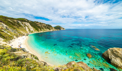 Panoramic view of Sansone beach, Elba Island, Tuscany,Italy