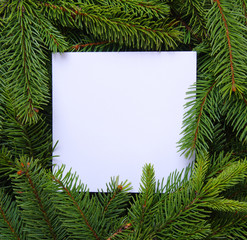  Christmas tree branches with paper card note.