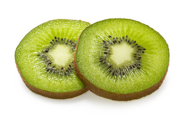 kiwi slices isolated on white background