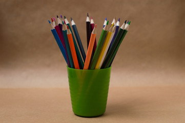 color pencils in cup