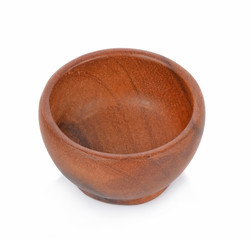 wooden bowl on white background.