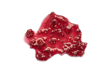Raspberry jam isolated on white background. Fruit jelly.