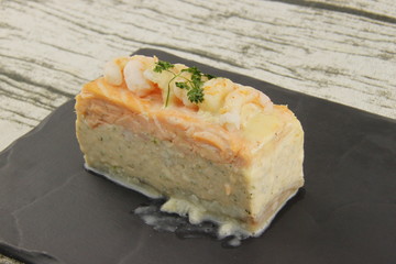 Mousseline de Saint Jacques sur une ardoise