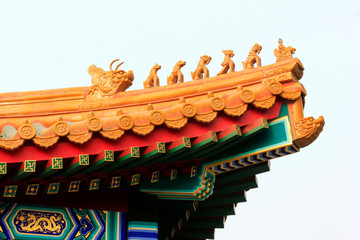 Fototapeta na wymiar Chinese architecture style Glazed tile eaves