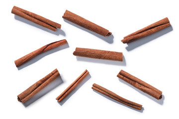 Cinnamon sticks, top view, paths