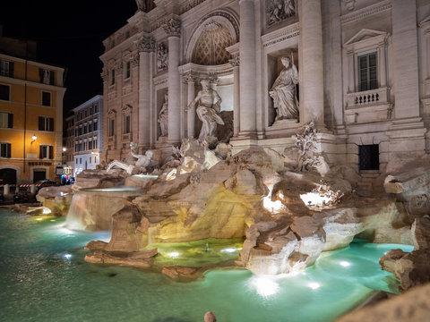Trevi Fountain In Rome At Night