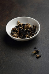 Fototapeta na wymiar Dry chinese black mushroom muer