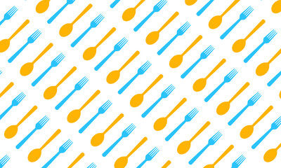 Pattern with spoons and forks. Vector illustration.