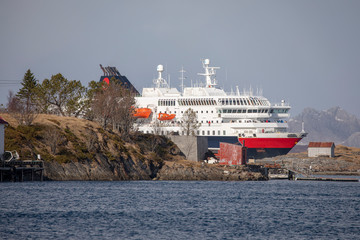 Passenger ships Ms Richard With arrives at Brønnøysund harbor in Nordland county