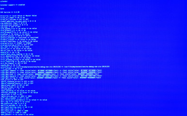 Terminal command, CLI, front view. Web security. UNIX bash shell, copy space, blue background