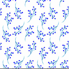 Cute watercolor floral seamless pattern. Blue boho