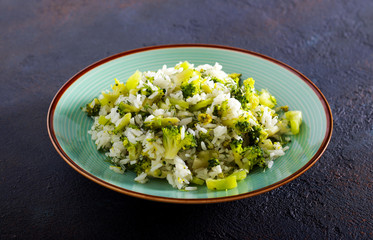 Rice, broccoli and pepper dish