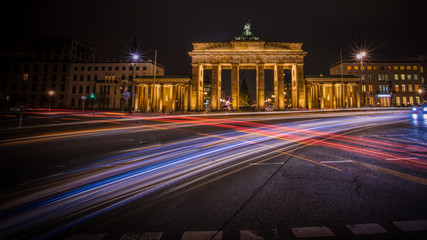 Fototapeta na wymiar Night view of Brandenburg Gate in Berlin Germany (HDR)