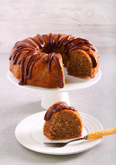 Coffee and coconut ring cake, sliced