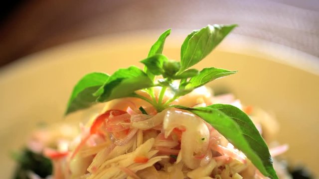 Selection of shredded low calorie healthy raw vegetables prepared by chef in local Balinese tradition