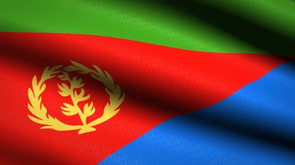 Eritrea Flag Waving Textile Textured Background. Seamless Loop Animation. Full Screen. Slow motion. 4K Video Footage