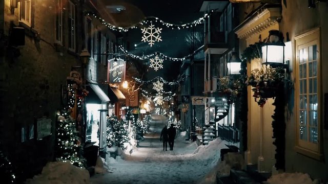 Peapole walking during snow storm. Winter !