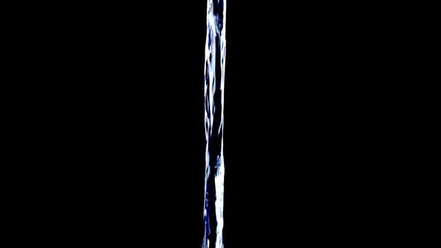 Water jet in slow motion on black background