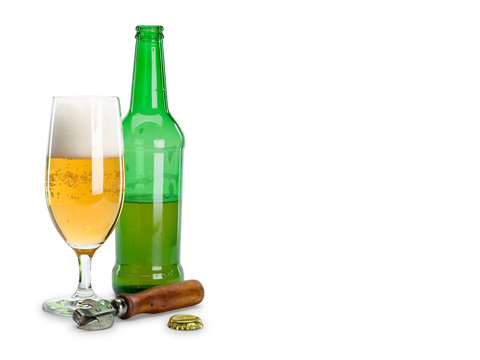 Beer, glass, bottle, opener, stopper